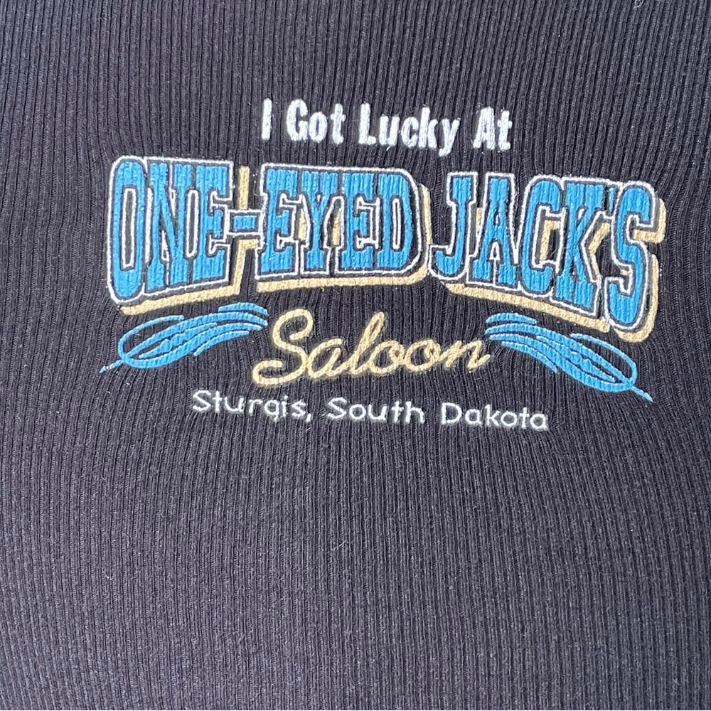 1990s Vintage Sturgis One Eyed Jacks Biker Saloon Tank Top